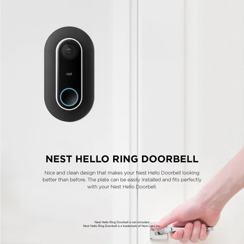 Vista 2 de elago Placa de pared diseñada para Google Nest Hello Wall Plate (cableada) [negro] – Compatible con Google Nest Hello Smart WiFi Video Doorbell, uso