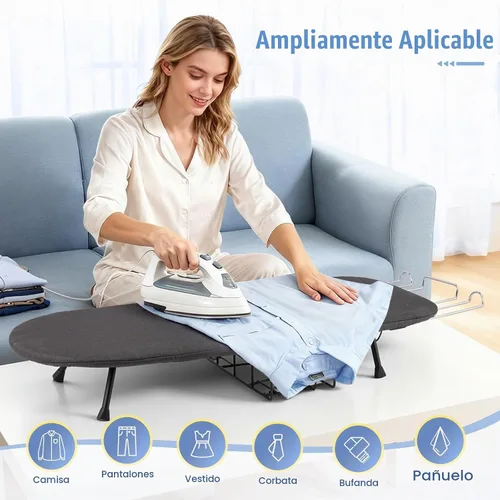 Vista 3 de Tabla de planchar de mesa, pequeña tabla de planchar plegable con soporte de hierro, mini tabla de planchar portátil para espacios pequeños, mesa