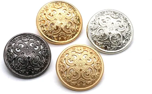 Vista 8 de 30 botones metálicos para abrigos, chaquetas, redondos, planos, de repuesto, hebilla hueca, costura para bricolaje, suéter (oro claro, 0.71 pulgadas)