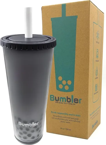 Vista 13 de Bumbler 24 onzas Gran Taza Reutilizable Portátil Ecológica Taza de Beber con Pajita de Punta Suave y Ancha, Tapa Estética a Prueba de Fugas