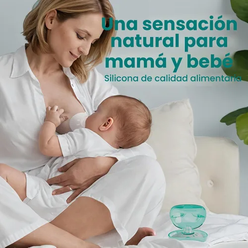 Vista 2 de CheriBaby - Protector de pezón de contacto para amamantar con dificultad para succionar o pezones planos o invertidos, 1 par con funda