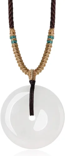 Vista 8 de Collar con colgante de jade real para mujeres y hombres, zorro, queen, dona, cruz, mariposa, elefante, sol filipino, joyería con dije de jadeíta