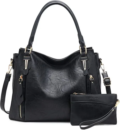 Vista 14 de Bolso tote para mujer, carteras de cuero PU, bolsos de hombro hobo de moda con correa de hombro ajustable