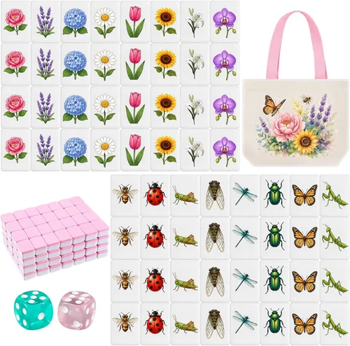 Vista 18 de Hollowfly 2 Jugadores Mahjong Bloque Set Animales