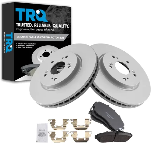Vista 95 de TRQ Juego de pastillas de freno delantero y rotores con revestimiento de cerámica compatible con Jeep Compass Patriot 2017