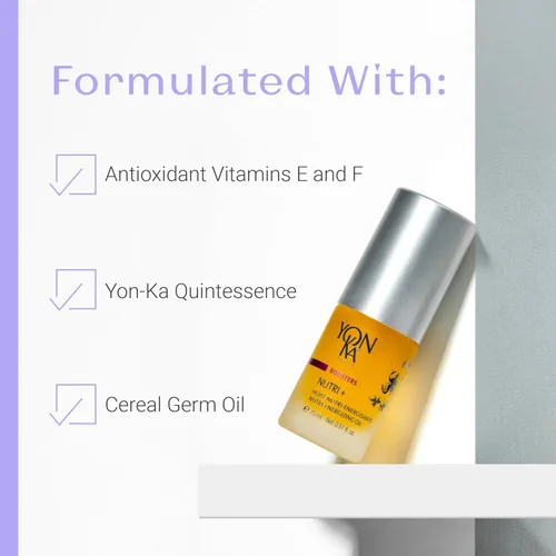Vista 5 de Yonka Booster Nutri+, Aceite Facial Nutritivo, 0.51 fl oz Vitamins E & F, Cereal Germ Oil, Smooths Fine Lines & Supports Repair, For Dry &