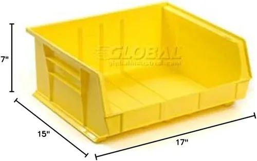 Vista 2 de Global Industrial Cubo apilable de plástico amarillo 16-1/2 x 14-3/4 x 7, lote de 6
