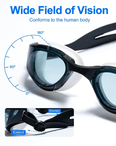 Vista 5 de Gafas de natación, visión súper clara, gafas de natación para adultos, adecuadas para todo tipo de programas de natación Negro Blanco