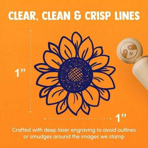 Vista 2 de Bonito sello de goma con diseño de girasol para sellar planificadores de manualidades, 1 pulgada, mediano