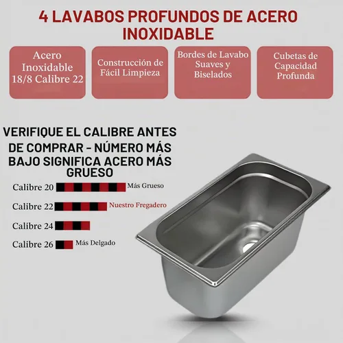 Vista 3 de Juego de fregadero de concesión de acero inoxidable estándar de 4 compartimentos