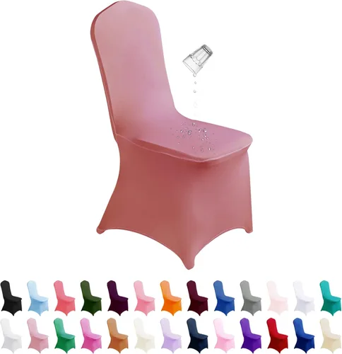 Vista 10 de SUPERO Funda impermeable de poliéster y elastano para silla (100 unidades, color negro) - Fundas elásticas para sillas de comedor, protector