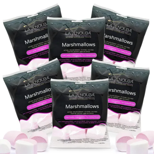 Vista 9 de Malvaviscos sin azúcar de La Nouba – Paquete de 2.7 oz. – Snack bajo en calorías, bajo en carbohidratos, sin grasa y sin gluten – Sabor delicioso