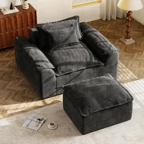 Vista 30 de Hobestluk Cloud - Sofá individual de espuma viscoelástica con asiento profundo, sofá en forma de L con funda extraíble, sofá grande para sala