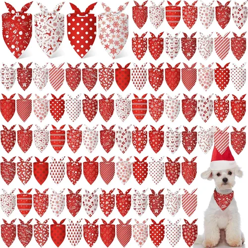 Vista 10 de Chunful 100 piezas de bandanas para perros a granel paquete de verano bufanda triangular babero pañuelo conjunto para accesorios de disfraz