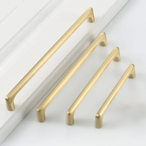 Vista 8 de Paquete de 4 tiradores dorados para cajones de gabinete, manijas doradas cepilladas para cajones de tocador, accesorios de gabinete de baño