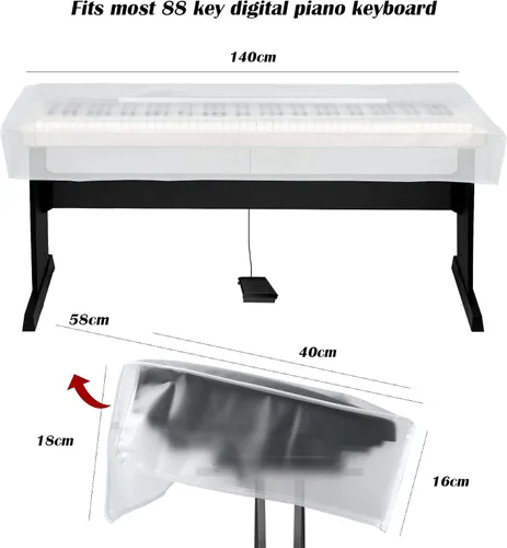 Vista 7 de LIGICKY Cubierta antipolvo para teclado de 88 teclas y pianos digitales, cubiertas impermeables para piano transparentes