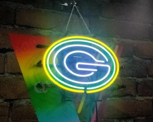 Vista 2 de Queen Sense 14"x10" Green Bay Neon Sign Light Man Cave Bar Pub Cerveza Decoración Lámpara de neón A114GBPL