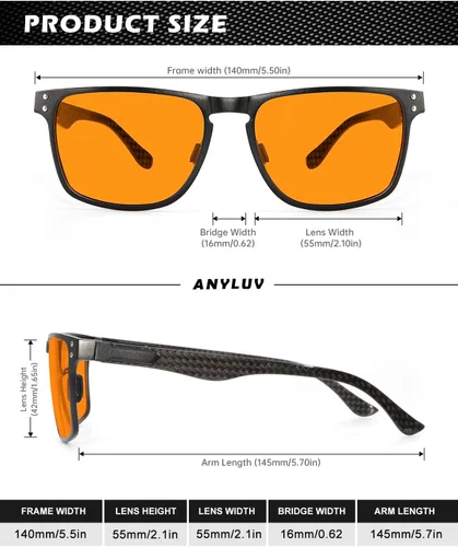 Vista 9 de ANYLUV Gafas de luz azul para hombre + lentes de bloqueo de luz azul para computadora de metal Al-Mg