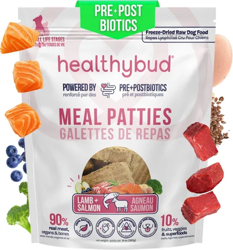 Vista 9 de healthybud Alimento crudo para perros, hamburguesas de carne liofilizadas, alimento para cachorros sin granos, grado humano, alto contenido