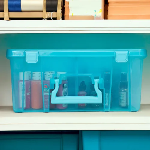 Vista 7 de ArtBin 6990AA Super Satchel Caja de almacenamiento de doble profundidad con 8 compartimentos extraíbles - Almacenamiento de arte con cierre