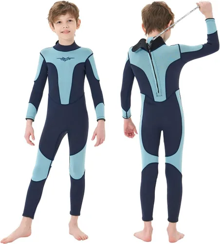 Vista 6 de Seaskin Traje de neopreno para niños y niñas de 0.118 pulgadas (0.118 in), con cremallera en la espalda, trajes térmicos para natación, buceo, surf