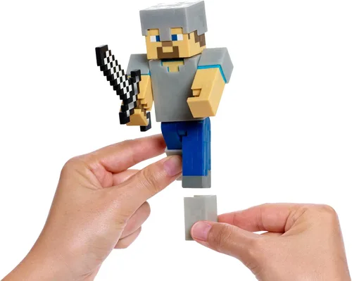 Vista 5 de Minecraft, Steve con la Serie Armor Iron, 4 Figuras de Acción.