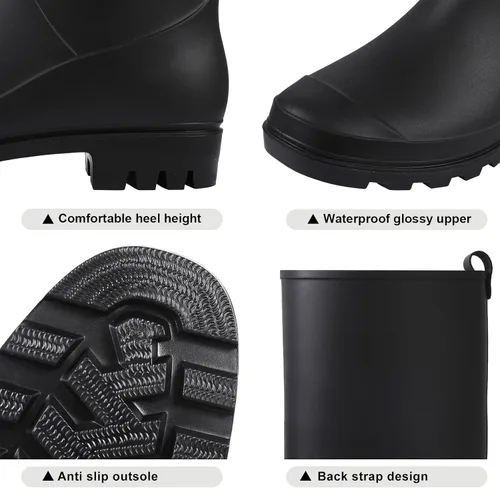 Vista 6 de Asgard Botas de lluvia altas impermeables hasta la rodilla para mujer - Becerro delgado