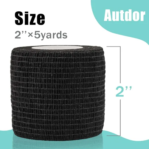 Vista 2 de Autdor Envoltura de agarre de tatuaje, 12 unidades de 2 pulgadas x 5 yardas, cinta de agarre cohesiva desechable para tatuajes, rollos de vendaje