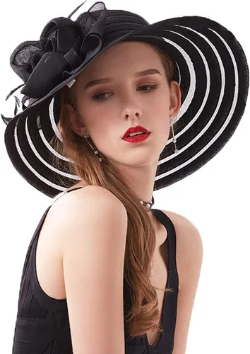 Vista 26 de seven wolves Sombrero de sombrero de iglesia Derby para mujer, sombrero de ala ancha para el sol beige B