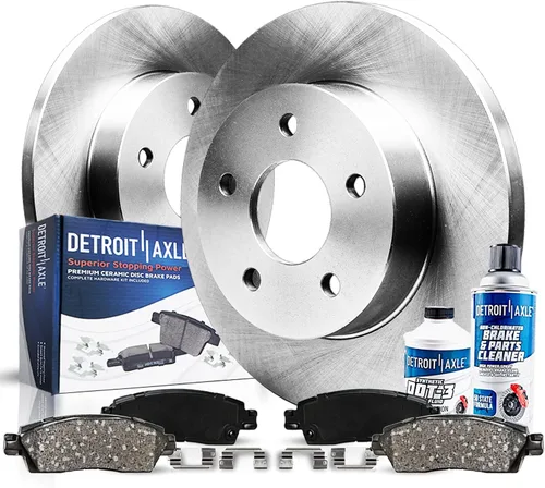 Vista 11 de Detroit Axle - Kit de freno delantero de 6 piezas para Volkswagen Jetta Golf Eos Audi A3 Quattro, Rotores de freno de disco, Pastillas de freno