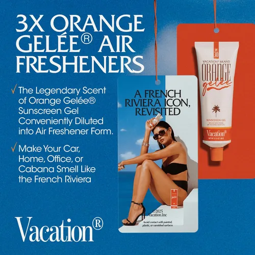 Vista 2 de Vacation Ambientador para automóvil, paquete de 3, ambientador colgante para automóvil, hogar y oficina, aroma a naranja Gelée French Riviera
