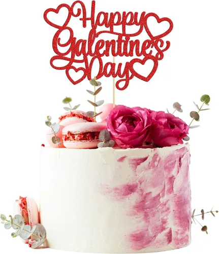 Vista 17 de 24 piezas de decoración de cupcakes con purpurina dorada para el día de San Valentín, temática de San Valentín, fiesta de cumpleaños, suministros