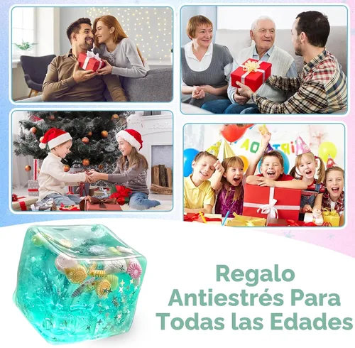 Vista 7 de Bolas de estrés blandas de cubitos de hielo, juguete sensorial de Verde