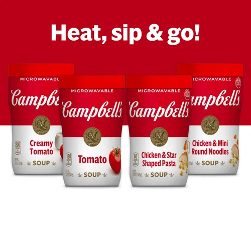 Vista 6 de Campbell's Sopa para sorber, sopa de pollo con pasta en forma de estrella, taza para microondas de 10.75 oz