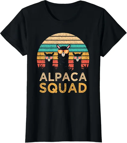 Vista 48 de Divertidas gafas de sol de escuadrón de alpaca Cool Alpacas Vintage Gift T-Shirt, Negro, S