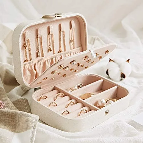 Vista 5 de Organizador de joyas de viaje personalizado, caja de joyería, soporte de anillo para joyas, accesorios de viaje para mujeres, organizador de joyas