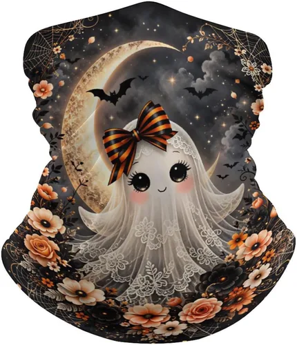 Vista 9 de Cozy Autumn Ghosts Halloween Pattern Balaclava