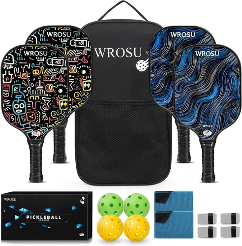 Vista 13 de Carbon Fiber Pickleball Paddles Set of 4 or 2 Rackets,USAPA Approved Pickleballs Equipment with Balls,Bag,Accessories,Carbon Fiber T300 Lightweight