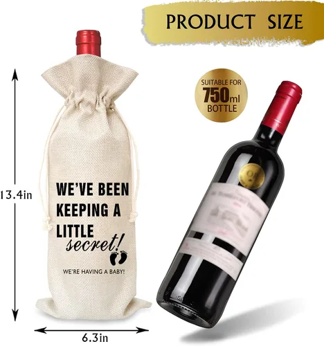 Vista 2 de Bolsa de vino de regalo de anuncio de embarazo (1 pieza), regalos para mejores amigos, colegas, padres, madres, tíos, tías, abuelos, abuelas