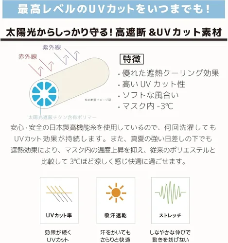 Vista 4 de YAKeNU UV CUT MASK Máscara de protección solar UV para cara y cuello "Yake-nu Standard