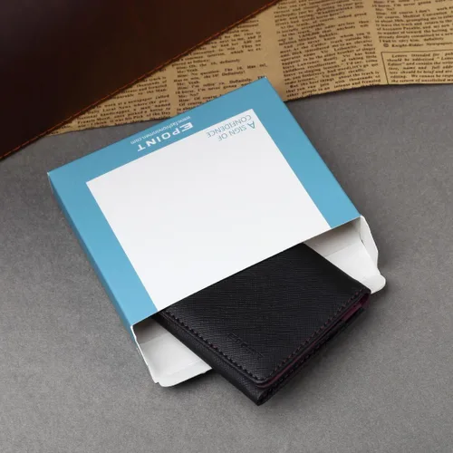 Vista 7 de Multicolor sólido para hombre de cuero clip de dinero Navidad para padre, Negro, orquídea mediana-ecm10a04