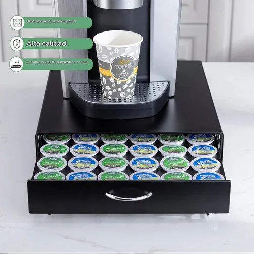 Vista 3 de K Cup Pod - Cajón superior de hierro, soporte para cápsulas de café, compatible con almacenamiento de cápsulas, 42 K cup (negro)