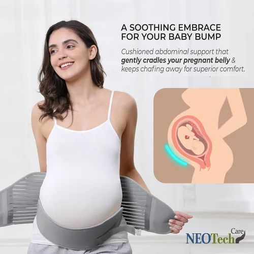 Vista 16 de NeoTech Care Cinturón de maternidad para embarazo, soporte para espalda, abdomen, cintura, pelvis (talla L, color marfil)