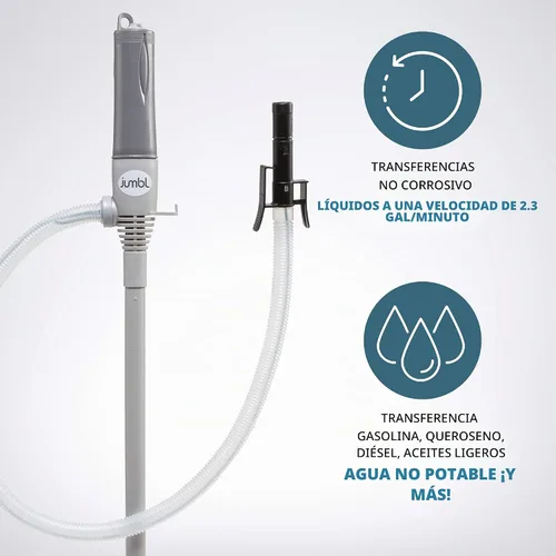 Vista 6 de Jumbl - Bomba automática de transferencia de combustible con parada automática, 3 veces más potente, alimentada por batería tipo D, manguera