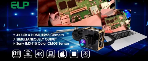 Vista 7 de ELP Cámara USB HDMI 4K - Gran angular, zoom digital 2X, H.265, 8MP, UVC USB2.0 para portátil y monitor