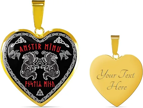 Vista 7 de My Love Nordic Elder Viking Runes - Collar con colgante de lobos paganos nórdicos
