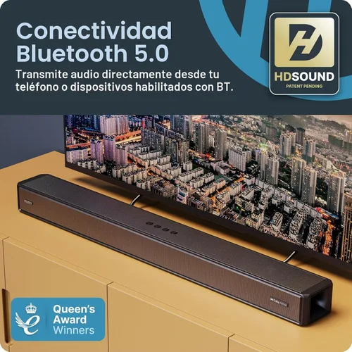 Vista 4 de Majority Barra de sonido Sierra Dolby Atmos para TV con Bluetooth 5.0 HDMI ARC, óptico, USB y AUX, paso HDR 4K 4 modos de ecualización Barra
