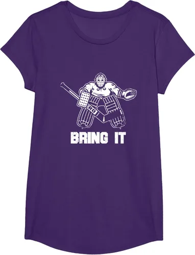 Vista 56 de Divertida camiseta gráfica de ropa de portero de hockey sobre hielo, Negro, S