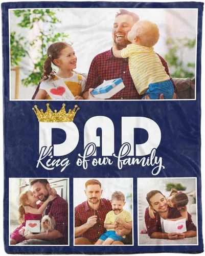 Vista 24 de D-Story Mantas para papá, manta de regalo personalizada de hija, manta para el Día del Padre, regalos para papá de parte de la hija, manta con fotos