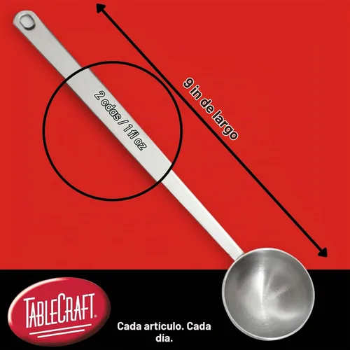 Vista 2 de Tablecraft Cuchara de café de 2 cucharadas, acero inoxidable, cuchara medidora de mango largo de 9 pulgadas, capacidad de dos cucharadas de 1.0 fl